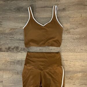 Brown Sports Bra and Leggings Set